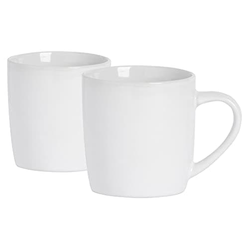 Image of Argon Tableware Coloured Coffee Mugs - White - 350ml - Pack of 2 - Gloss Ceramic Stoneware Latte Cappuccino Cups Hot Chocolate Cups Colourful Mug Set with Handle
