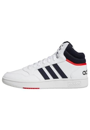 Image of adidas Men's Hoops 3.0 Mid Lifestyle Basketball Classic Vintage Shoes, Cloud White / Legend Ink / Vivid Red, 8 UK