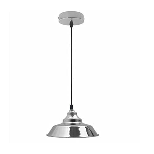 Image of LEDSone Pendant Light 22cm Chrome Finish E27 Metal Lighting Adjustable Modern Retro Style Ceiling Light Shade for Home Office Cafe Bistro and Restaurant