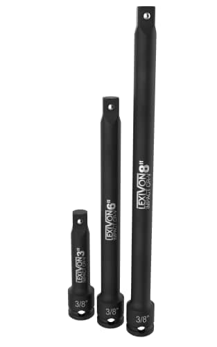 Image of LEXIVON Impact Socket Extension bar Set 3/8” (9.5 mm) Bit | Extensions Socket Tool | Extender for Manual Pneumatic Torque Wrench, Electric Wrench, Ratchet Wrench | Long Bars 3" 6" and 8" in (LX-114)