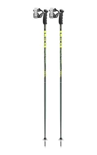 Image of LEKI Detect S Ski Poles 120 cm Olive Green/Dark Olive/Neon Yellow