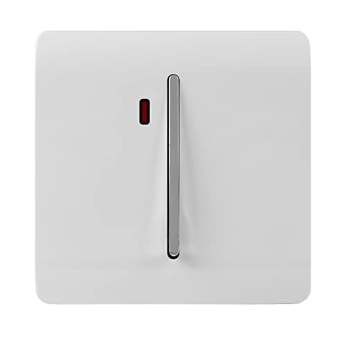Image of Trendi Switch Screwless Artistic Modern Decorative Glossy Double Pole 45 A Cooker Switch Control Unit Inc Neon Indicator for Indoor Use in Ice White - ART-WHS2WH
