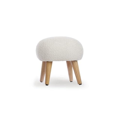 Image of CuddleCo Etta Foot Stool - Cosy and Stylish Ottoman for Living Room, Bedroom, or Nursery - Perfect for Relaxation and Extra Seating - Modern Design with Soft Fabric Upholstery (Off White)