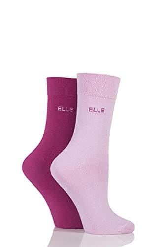 Image of ELLE Ladies Bamboo Fibre Socks - Soft, Breathable & Cooling Plain Socks in a Multipack of 2 Pairs Sizes 4-8 Magenta Pink