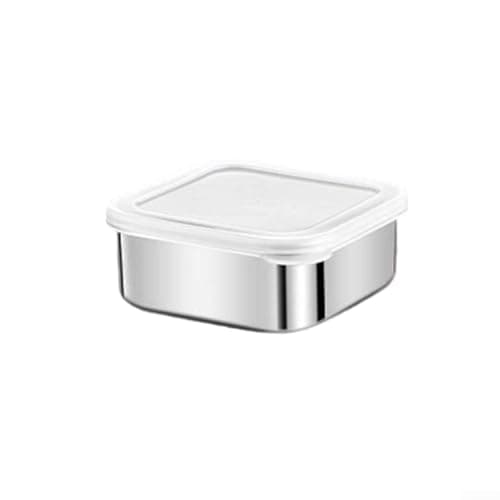 Image of Homefurnishmall Stainless Steel Lunch Box | Leakproof Metal Snack Box with Silicone Lid | Salad & Sandwich Tin for Adults and Children(400ML)