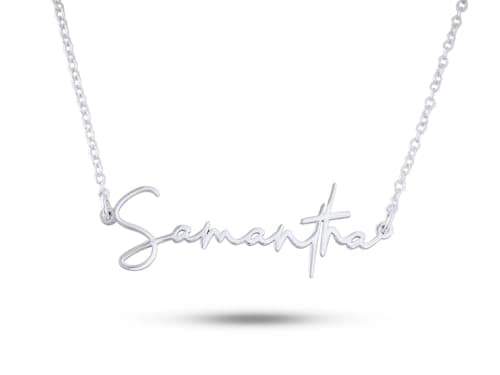 Image of ZNA Jewels Personalised Sterling Silver Name Necklace Custom Gold Name Jewellery Customised Dainty Pendant Birthday Gift Ideas for Women Girl Teenage (925 Sterling Silver)