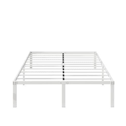 Image of DUMEE 4ft6 Double Bed Frames, 36cm High Metal Platform Bed Frames Double with Storage Under Bed/Steel Slats Mattress Base, No Box Spring Needed, Enhanced Support Noise Free, White
