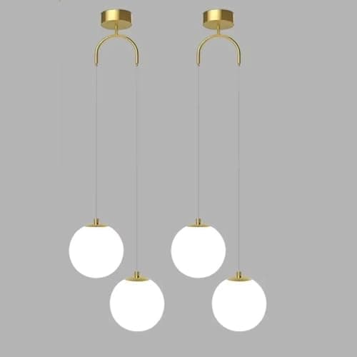 Image of Double Heads Pendant Lighting Modern White Glass Pendant Lights Globe Chandelier Modern Minimalist Pendant Light Bedroom Bedside Hanging Lamp Adjustable Household Kitchen Hanging Suspension Lighting