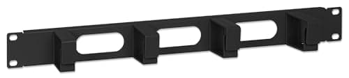 Image of Intellinet 19 Inch Cable Management Panel, 1U, 4 Short Plastic Rings, Black