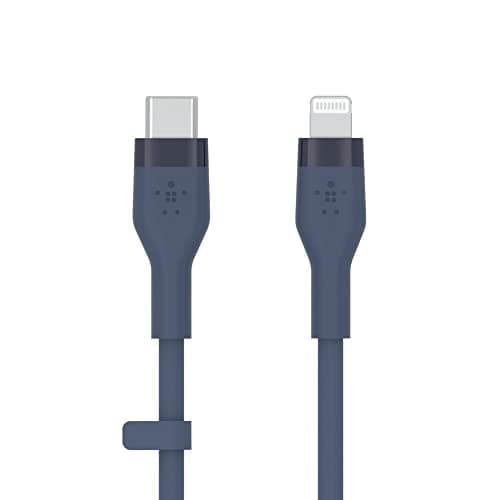 Image of Belkin BoostCharge Flex Silicone USB Type C to Lightning Cable (1M/3.3FT), MFi Certified 20W Fast Charging PD Power Delivery for iPhone 14/14 Plus, 13, 12, Pro, Max, Mini, SE, iPad and More - Blue