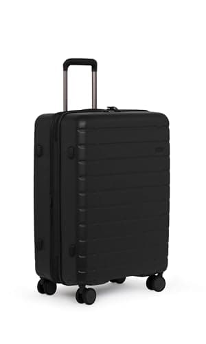 Image of ANTLER Medium Black Hard Shell Suitcase with 4 Double Spinner Wheels & Expander Zip - 68.3x48x 29.5 cm - Lightweight Suitcase for Travel & Holidays - TSA Approved Locks - Stamford 2.0 Medium Suitcase