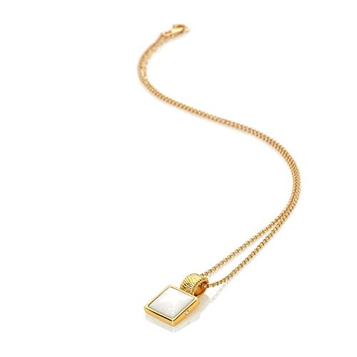 Image of Hot Diamonds x Golden Edit Calm Mother of Pearl Square Pendant | 18ct Gold-Plated 925 Sterling Silver Necklace for Women | Real Diamond & Natural Pearl | Adjustable 45 cm Chain