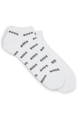 Image of BOSS Mens 2P AS Allover CC Two-pack of branded socks in an ankle length