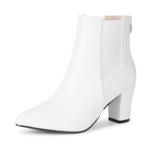 Image of Rodawu Women's Chelsea Ankle Boots Classic Leather White UK 9