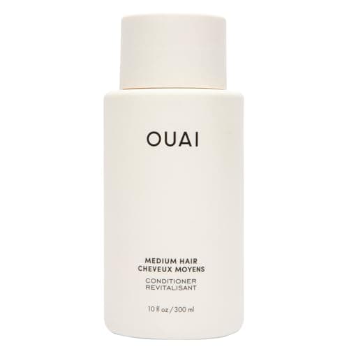 Image of OUAI Medium Conditioner - Hydrating Hair Conditioner with Coconut Oil, Babassu Oil, and Keratin - Strengthens, Repairs and Adds Shine - Paraben and Phthalate Free Hair Care Products - 300ml