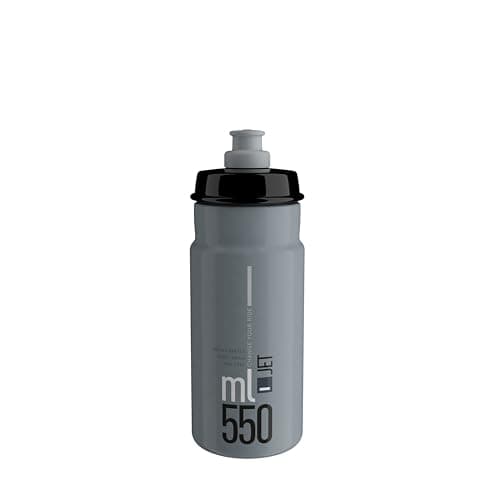Image of ELITE Jet Eco Water Bottle Grey Black Logo – Sustainable Cycling Bottle with Eco-Design Technology – Lightweight & BPA-Free – 550ml – For Road Bike, MTB & Gravel Cycling