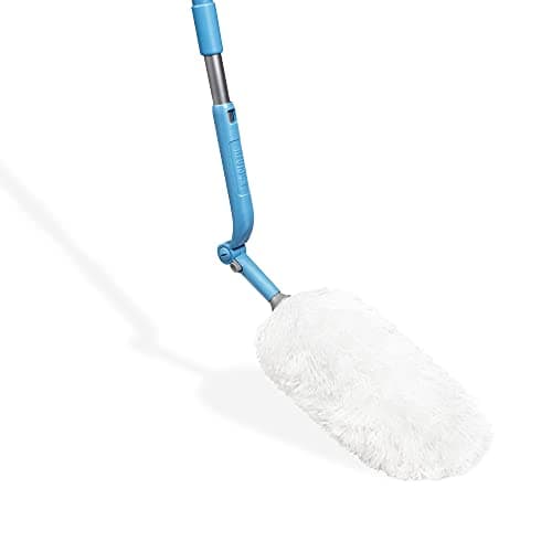 Image of E-Cloth 2 in 1 Microfibre Extendable Duster, Household Floor, Wall and Ceiling Cleaner, Blue & White, Washable and Reusable, 1 Count