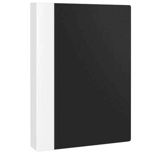 Image of JEFURE A4 Display Folder with Plastic Sleeves, Display Book Folders with 30 Pockets, Presentation Folder, Project Folders for Storing Document and Certificate(1 Book, Black)