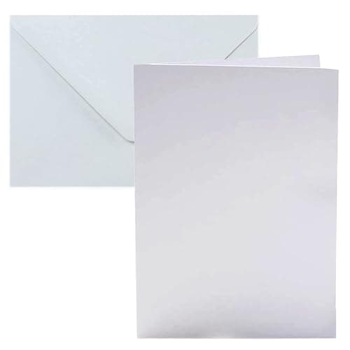 Image of Pack of 50 A6 Blank Cards and Envelopes White 350 GSM Blank Cards and Envelopes for Card Making Eco-Friendly Papa Prints®