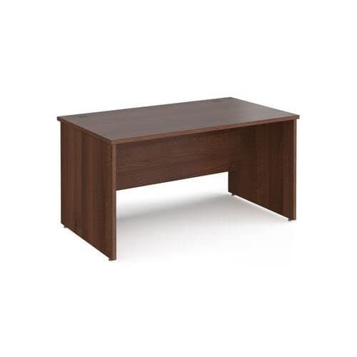 Image of Office Monster Cooper straight desk 1400mm x 800mm - walnut top with panel end leg