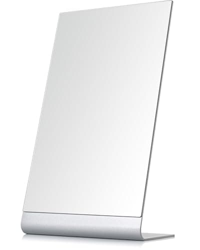 Image of NEZZOE 38x22cm Frameless Makeup Mirror, Large Flat 1x Dressing Table Mirror for Makeup, Shaving & Retail Display, Free-Standing on Bathroom Worktop, Desk or Windowsill