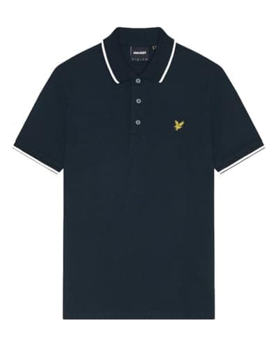 Image of Lyle & Scott SS Polo Shirts Tipped Polo Shirt W403 Dark Navy/White, 3XL