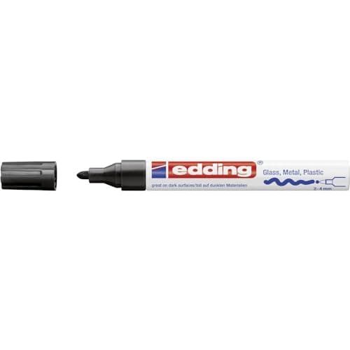 Image of edding 750 gloss paint marker - black - 1 paint marker - round nib 2-4 mm - paint pen for glass, pebbles, wood, plastic, paper - waterproof, high coverage