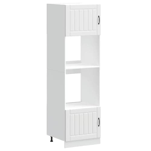 Image of vidaXL Oven Cabinets 2 pcs Kalmar White Engineered Wood 60x57x207cm - Adjustable Feet, Compact Kitchen Storage