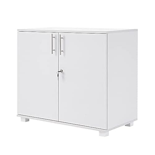 Image of Panana 2 Door Wood File Cabinet With Lock, Office Storage Cupboard Lateral Filing Cabinet Organizer For Home Office (White)