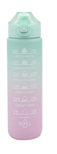 Image of Hydration Water Bottle - Green Top, 1 Litre Graduated, BPA Free