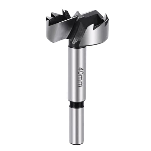 Image of OUZHOU 40mm Forstner Drill Bit Set, Carbide Tipped Flat-Bottom Wood 40mm Forstner Bit Round Shank, Ideal for Wood, Plastic & Plywood, Precision Hinge Cutter Drill Bit Tool for Woodworking