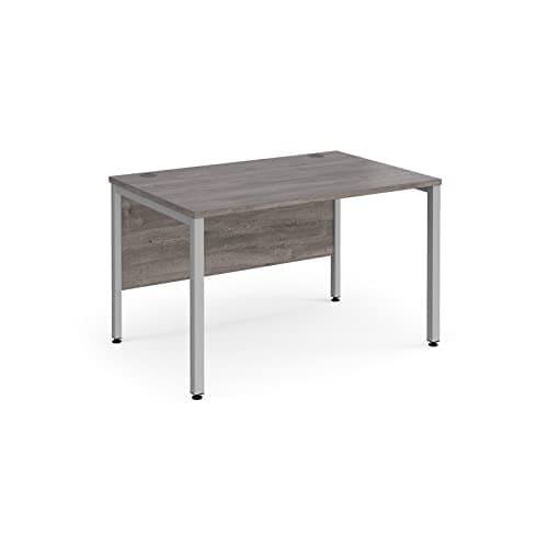 Image of Mr Office Maestro 25 straight desk 800mm deep - silver bench leg frame, Grey oak, 1200