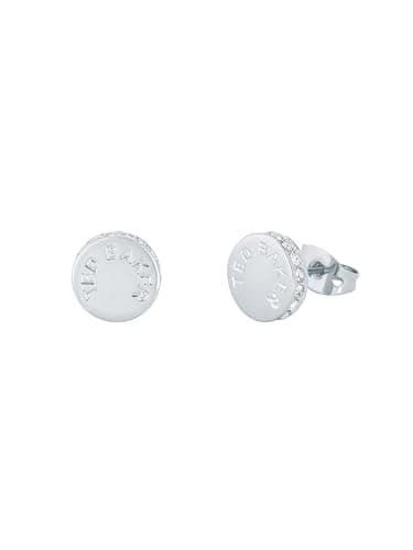 Image of Ted Baker Seesay Sparkle Dot Logo Stud Earrings for Women (Silver Tone/Crystal)