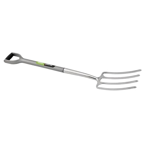 Image of Draper 83755 Stainless Steel Garden Fork with Soft Grip Handle, Silver