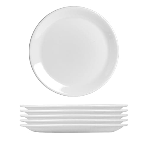 Image of Steelite Taste Coupe Plate 23cm White Alumina Vitrified Porcelain Dinner Plates – Durable Stackable Restaurant Crockery – Microwave Dishwasher Safe Catering Plate Pack of 6