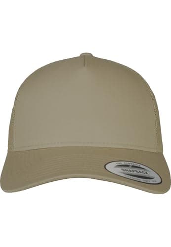 Image of FLEXFIT Trucker Cap, Classic Trucker Hat, Baseball Trucker Cap with 5-Panel and Mesh Back, Adjustable Baseball Hat with Plastic Closure, Headwear, Unisex, Colour: Khaki, Size: One Size