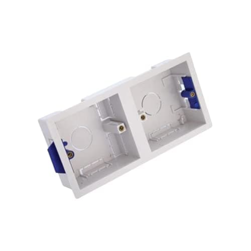 Image of AXIOM 35-45mm Dry Lining Back Box Flush Wall Electrical Recessed Flush Mount Deep Pattress Box Fused Spur Euro Module Faceplates (1 Gang, 2 Gang, Dual, Triple) (35mm Dual (1 Gang + 1 Gang), 1)