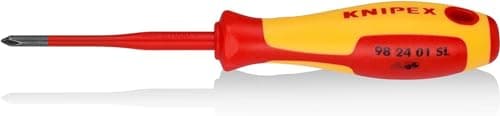 Image of KNIPEX Screwdriver (Slim) for Cross-Recessed Screws Phillips Insulating Multi-Component Handle, VDE-Tested 187 mm, 98 24 01 SL