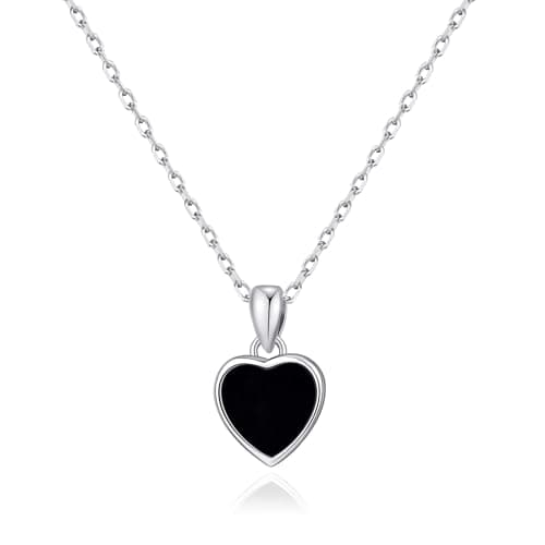 Image of Philip Jones Black Onyx Gemstone Heart Necklace