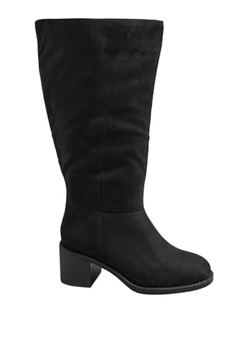 Image of Yours - Faux Suede Block Heel Knee High Boots In Wide E Fit & Extra Wide Eee Fit - Women's