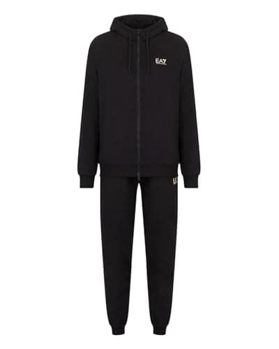 Image of EA7 Emporio Armani Core Identyty Men's Tracksuit in Cotton with Hood 8NPV63PJVRZ 8058997877381 - Black Black Gold 208