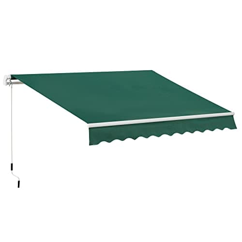 Image of Outsunny 3 x 2m Manual Window Awning Canopy Garden Outdoor Shelter Patio Sun Shade UV Blocker Light Weight Aluminium Frame w/Hand Crank Green
