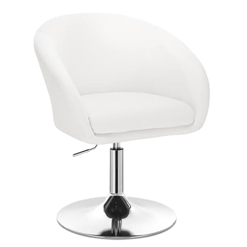 Image of WOLTU Bar Stool White Bar Chair Breakfast Dining Stool for Kitchen with Backrest, Faux Leather Upholstery, Adjustable Swivel Gas Lift, Metal Base