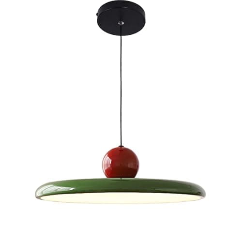 Image of NICRX Modern UFO Pendant Light - 36W LED Dimmable Hanging Lamp,Adjustable Height 3-Color Temperature Hanging Lights,Acrylic and Metal Ceiling Light Fixture for Dining Room,Living Room,Café (Green)