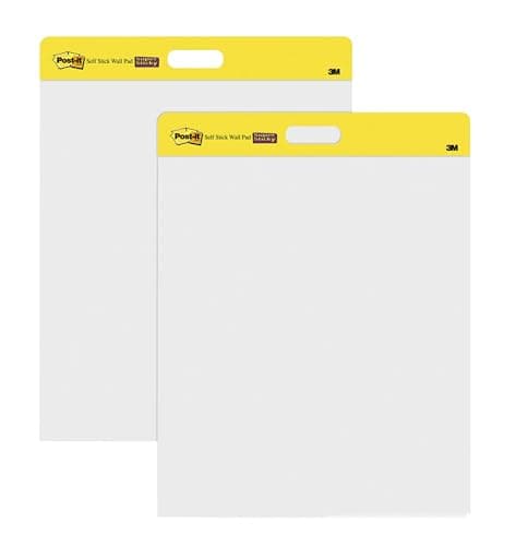 Image of Post-it Super Sticky Self Stick Wall Pad Meeting Chart 566 White 58.4 cm x 50.8 cm 20 Sheets/Pad 2 Pads/Pack 100% PEFC SGSCH-PEFC-COC-110078