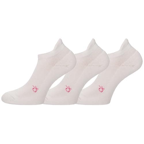 Image of Calvin Klein Womens Golf Trainer Tab (3 Pairs) Socks - White/Pink - UK 4-8