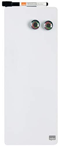 Image of Nobo Mini Magnetic Whiteboard Strip, Frameless, Dry Wipe, Easy Clean, Wall Mountable, Integrated Pen Clip, Home/Office, 140 x 360 mm, White, 1903764