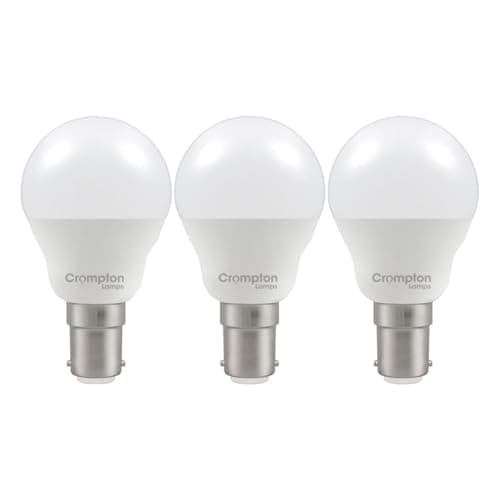 Image of Crompton Lamps Golfball LED B15 Bulb | 2.2W = 25W Equivalent | Warm White 2700K | Energy Efficient | Small Bayonet Lightbulb | Long Life 15,000-Hrs | Bulbs for Lamps | 3-Pack