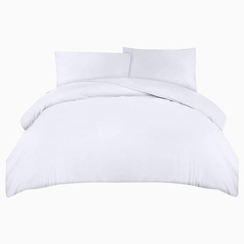 Image of Comfortz Single Bedding Duvet Cover With 2 Pillowcases - Soft Microfibre Polyester Anti Allergic Breathable & Wrinkle Free Duvet Set (White,Single)