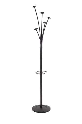 Image of Alba Festival Hat and Coat Stand Tubular Steel with Umbrella Holder and 5 Pegs Black Ref PMFESTY N